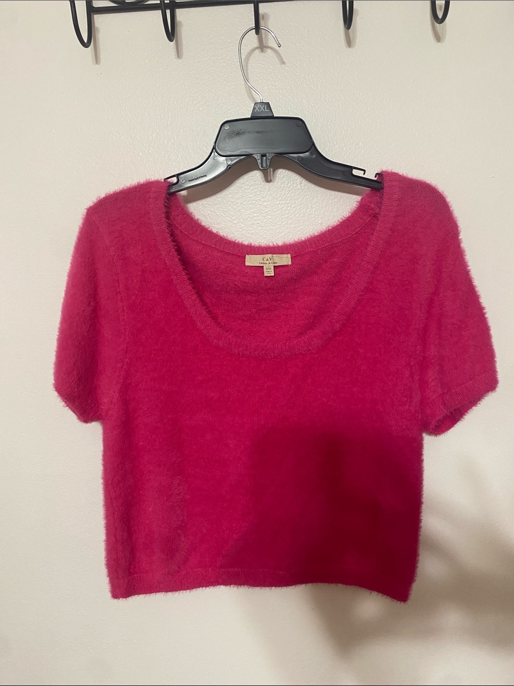 Chelsea & Violet Vibrant Pink Fuzzy Knit Top
